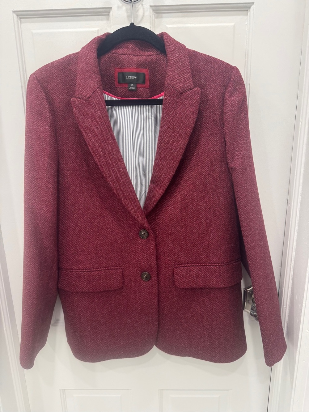 J. Crew Women's burgundy Herringbone Blazer